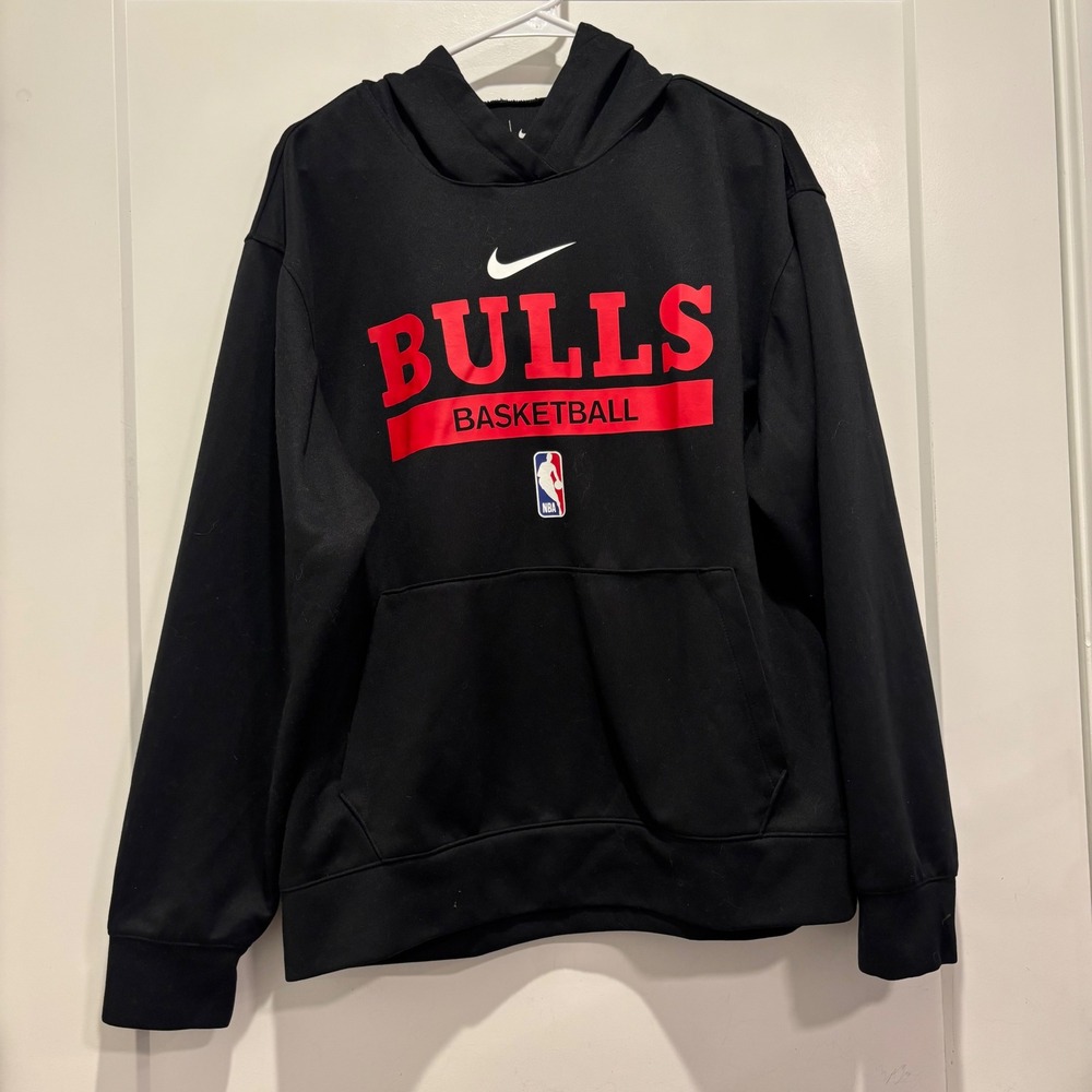 Nike NBA Chicago Bulls Basketball Hoodie Black Dri-FIT Mens Large L Sweatshirt